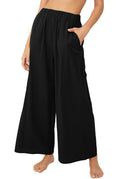 Women's Wide-Leg Pants with Elastic Waist & Pockets
