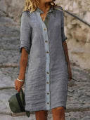 Stylish Women's Linen Dress with Button Details