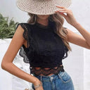 Chic Lace Blouse with Ruffled Hem for Women