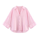 Chic Women's Blouse with Statement Sleeves and Button Front