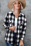 Checked Flannel Shirt for Women with Chest Pockets