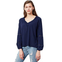 V-Neck Lace Trim Blouse for Women