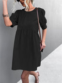 Chic Women's Short Sleeve Dress with Elastic Waist