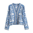 Embroidered Blouse with Ruffle Accents for Women