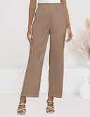 Chic Wide-Leg Pants with Elastic Waist and Button Accents