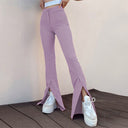 Women's Flared Leggings with Side Slit Design