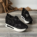 Floral Embroidered Women's Sneakers with Traction Sole