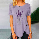 Floral Design Women's Asymmetrical Hem T-Shirt