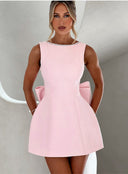 Chic Sculptural Mini Dress with Pearl Accents