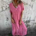 Chic V-Neck Summer Dress with Wide Sleeves