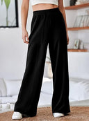 Chic Women's Elastic Waist Pants with Pockets