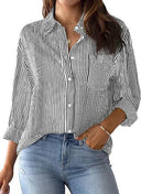 Stylish Vertical Striped Women's Blouse