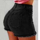 Chic High-Waist Denim Shorts with Frayed Hem