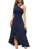 Asymmetrical Long Evening Dress with Draping
