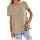 Stylish Women's T-Shirt with Button Accents and Relaxed Fit