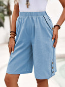 Chic Women's Airy Shorts with Button Accents
