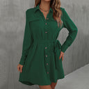 Stylish Women's Shirt Dress with Adjustable Belt and Button Detail