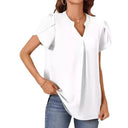 Chic V-Neck Blouse with Puff Sleeves