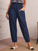 Stylish Women's Cargo Pants with Elastic Waist and Handy Pockets