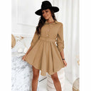 Chic Knee-Length Shirt Dress with Waist Belt and Stylish Accents