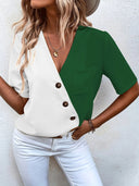Chic Asymmetrical Blouse with Button Detail for Women