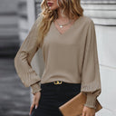 Chic Blouse with Pleated Sleeves for Females