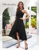 Asymmetrical Long Evening Dress with Draping