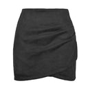 High-Waist Wrap Skirt in Plush Microfiber