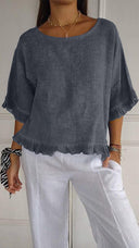 Chic Women's Blouse with Ruffled Hem