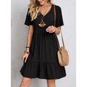 Women's Flared V-Neck Dress in Chic Style