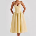 Chic Midi Dress with Bustier and Flared Skirt