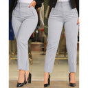 High-Waisted Slim Fit Women's Pants with Decorative Stitching