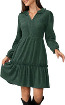 Chic Women's Ruffle Dress with Button Placket