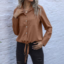 Chic Women's Blouse with Button Detail and Adjustable Hem