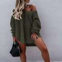 Chic Women's Oversized Knit Dress with Wide Neckline