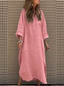 Women's Stylish Midi Dress with Pockets and Chic Side Slits
