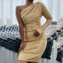 Chic Asymmetrical Midi Dress with Unique Gatherings for Women