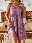 Adjustable Strap Women's Dress with Fun Print