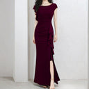 Chic Maxi Dress with Ruffles & Side Slit
