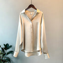 Women's Satin Blouse with Ruffle Accents