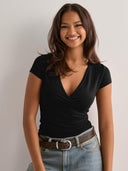 Stylish Women's V-Neck Fitted Top