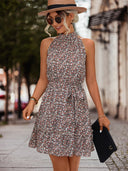 Floral Halter Dress with Playful Hem Design