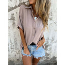 Chic Women's Short Sleeve Blouse with Button Design