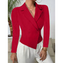 Chic Women's Blazer with Double-Breasted Design and Curved Hem