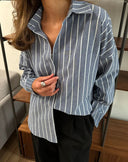 Striped Cotton Blouse for Women - Relaxed Fit