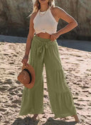 Chic Wide Pants with Tie Belt for Women