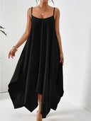Women's Spaghetti Strap Dress with Asymmetrical Hem