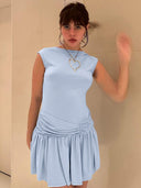 Asymmetric Short Sleeve Dress for Women