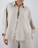 Chic Linen Blouse with Stylish Pockets for Women
