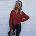Stylish Women's Blouse with Knot Detail & Button Closure